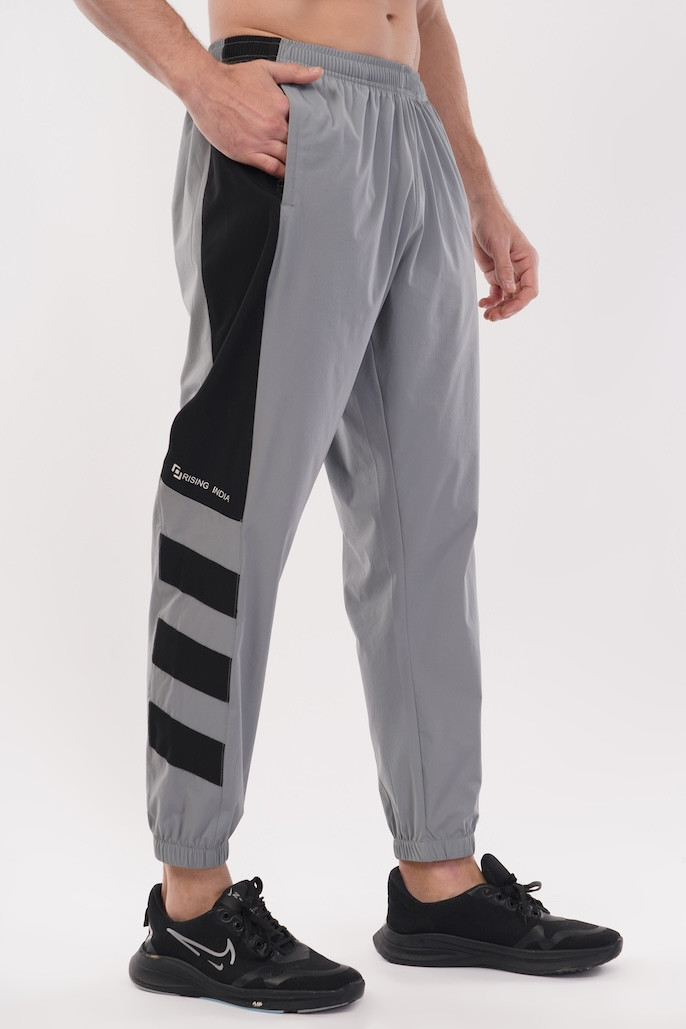 NS Narrow Bottom Straight Fit Sports Lower | Running, Gym Sports Lower, Multipurpose, Regular Fit, Summer Track Pants, Night Trouser, Mens & Boys Lower | Light Grey - Black