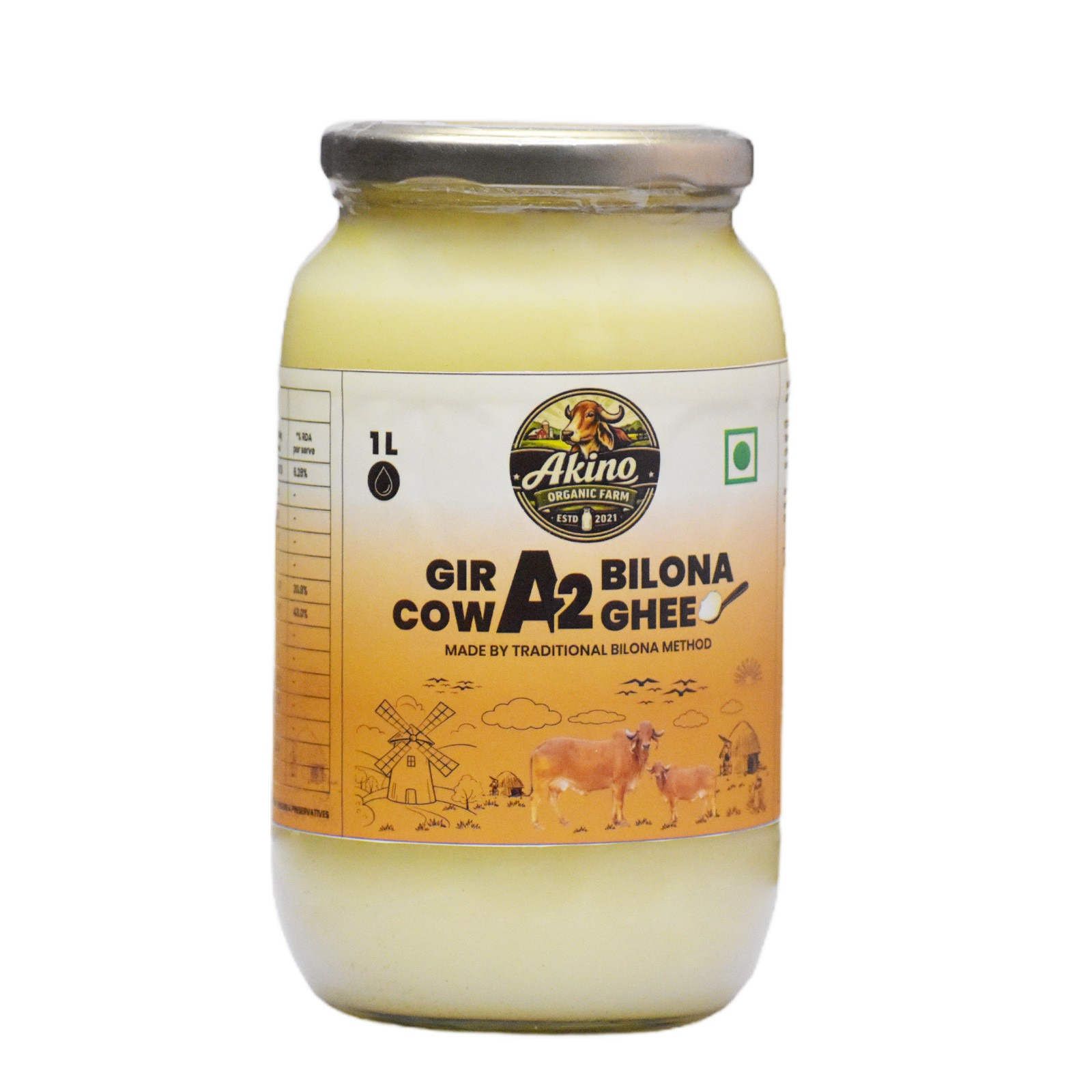 Gir A2 Bilona Cow Ghee 1L | Traditional Bilona Method | Pure Desi Gir Cow Ghee | Rich Aroma & Granular Texture | Natural & Chemical Free | Ideal for Cooking, Ayurveda & Daily Use