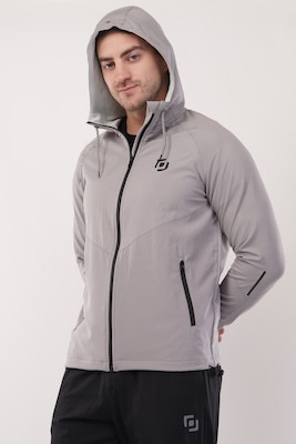 NS Dry Fit Regular Hoodie Upper With Soft Linner Fabric Inside | 2 Color Combination | Latest Design | Regular Wear | Upper | Hoodie | Light Grey Print - Light Grey