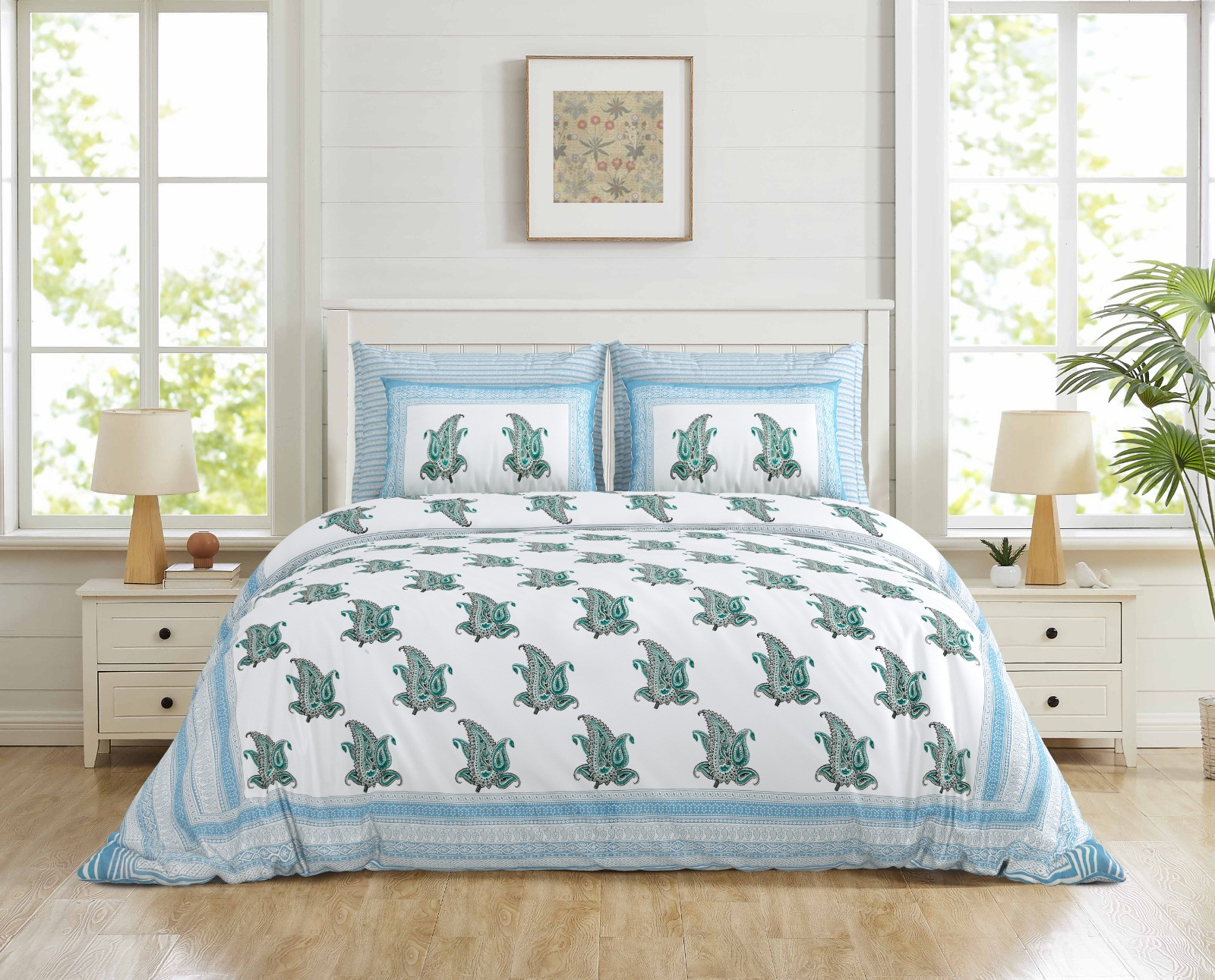 Jaipuri Hand Block Bedsheet | 3 Piece Hand Block | Bedsheet | Pillow | Thread Count | Cotton