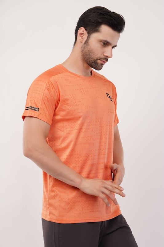 Half Sleeve Round Neck Print With 1 Way Lycra T-Shirt | Summer Wear | Light Weight | Smart Look | Stylish Design | T - Shirt