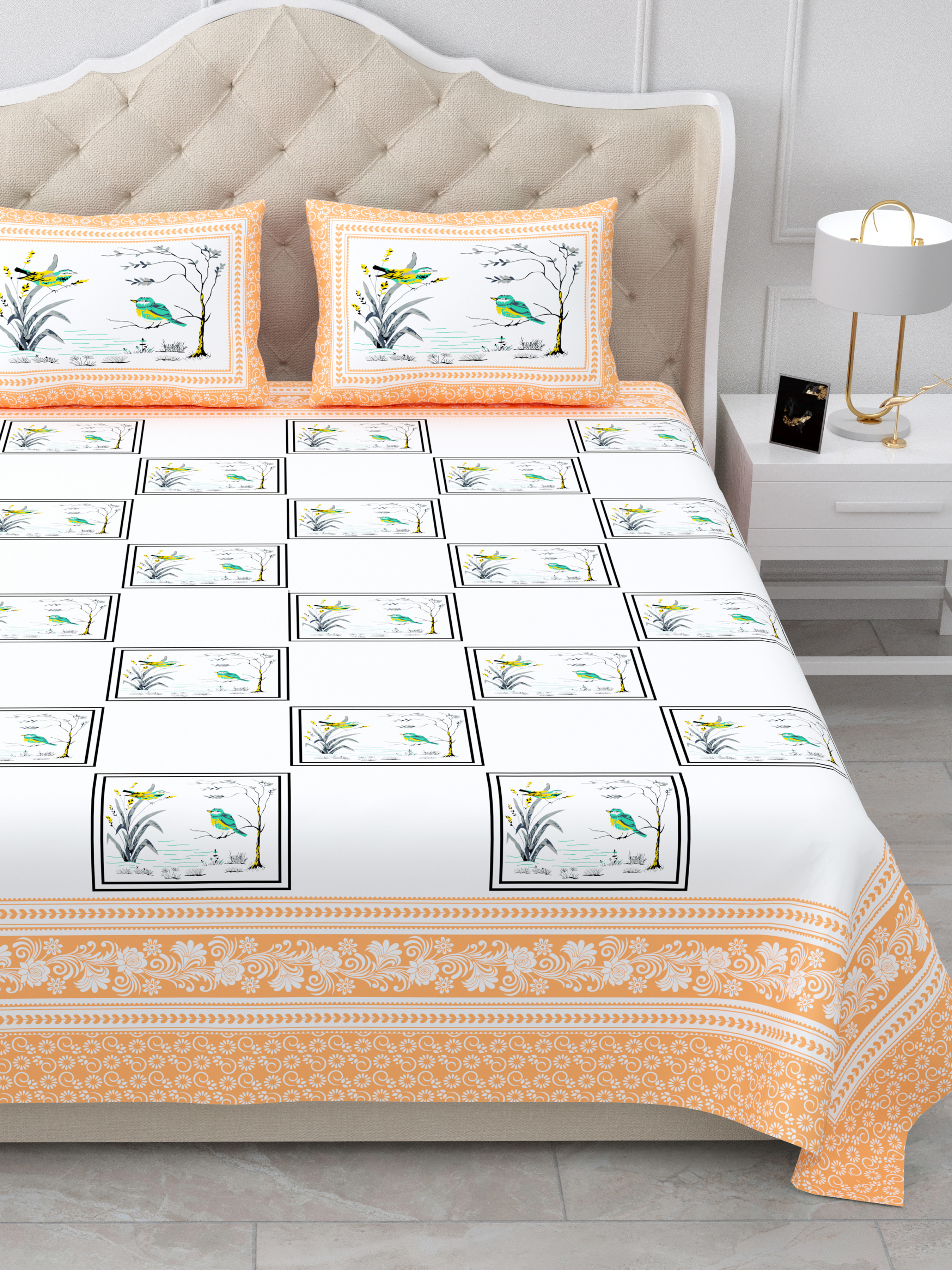 Jaipuri Hand Block Bedsheet | 3 Piece Hand Block | Bedsheet | Pillow | Thread Count | Cotton