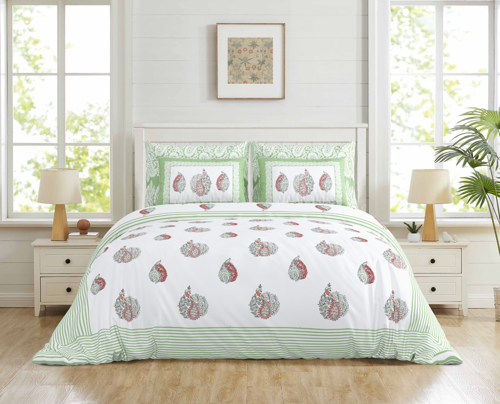 Jaipuri Hand Block Bedsheet | 3 Piece Hand Block | Bedsheet | Pillow | Thread Count | Cotton