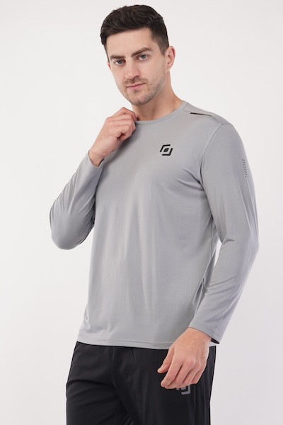 Full Sleeve Round Neck Extra Comfort Outfit T-Shirt | Combo for Men & Boys | Flik - Fit | Regular Fit | Ultra Comfort | Light Grey