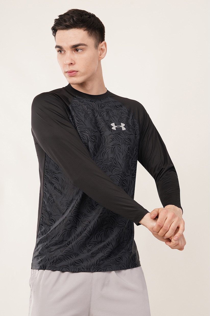 Men's Black Shadow Print Dry Fit Sports T-Shirt | Navy