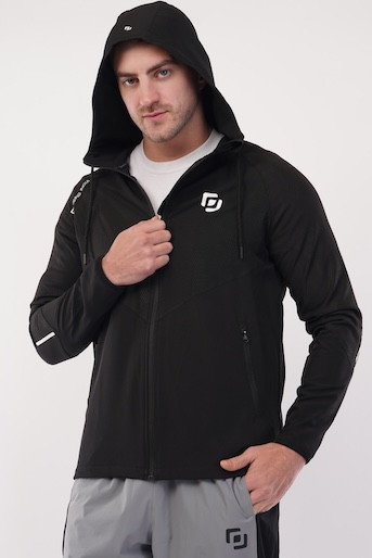 NS Dry Fit Regular Hoodie Upper With Soft Linner Fabric Inside | 2 Color Combination | Latest Design | Regular Wear | Upper | Hoodie | Black Print - Black
