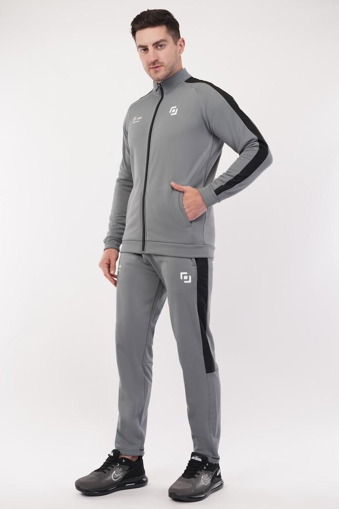 Flex Fit Men's Wear Track Suit with Swift Motion | Trenddy, Durable, With Zipper | Comfort | Regular Wear | Outdoor Wear | Sports Wear | Gym | Combo Men & Boy | Light Grey