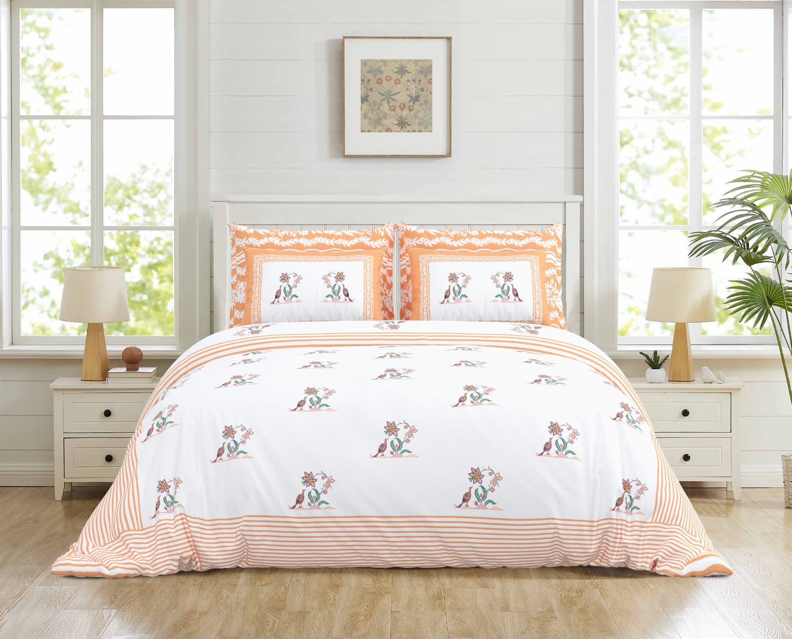 Jaipuri Hand Block Bedsheet | 3 Piece Hand Block | Bedsheet | Pillow | Thread Count | Cotton
