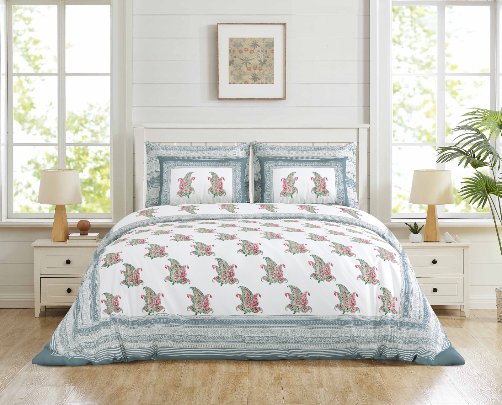 Jaipuri Hand Block Bedsheet | 3 Piece Hand Block | Bedsheet | Pillow | Thread Count | Cotton