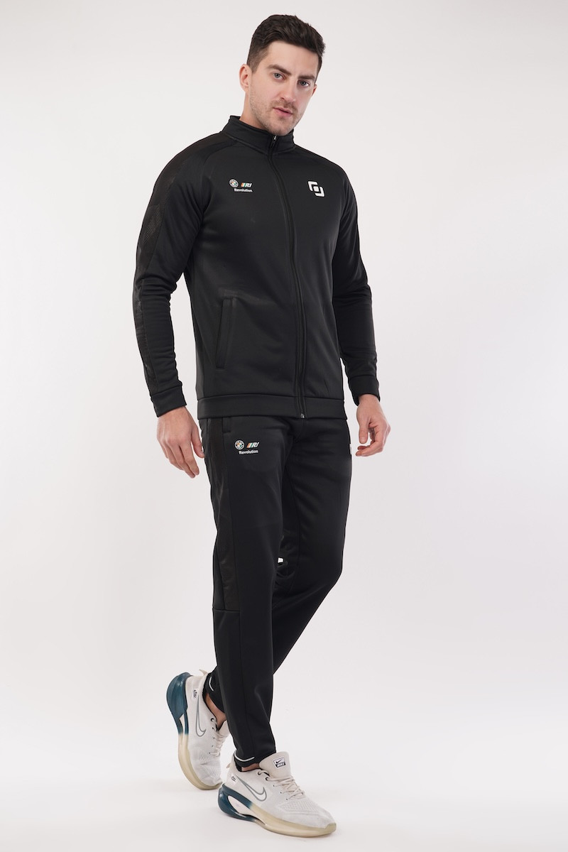 Flex Fit Men's Wear Track Suit with Swift Motion | Trenddy, Durable, With Zipper | Comfort | Regular Wear | Outdoor Wear | Sports Wear | Gym | Combo Men & Boy | Black