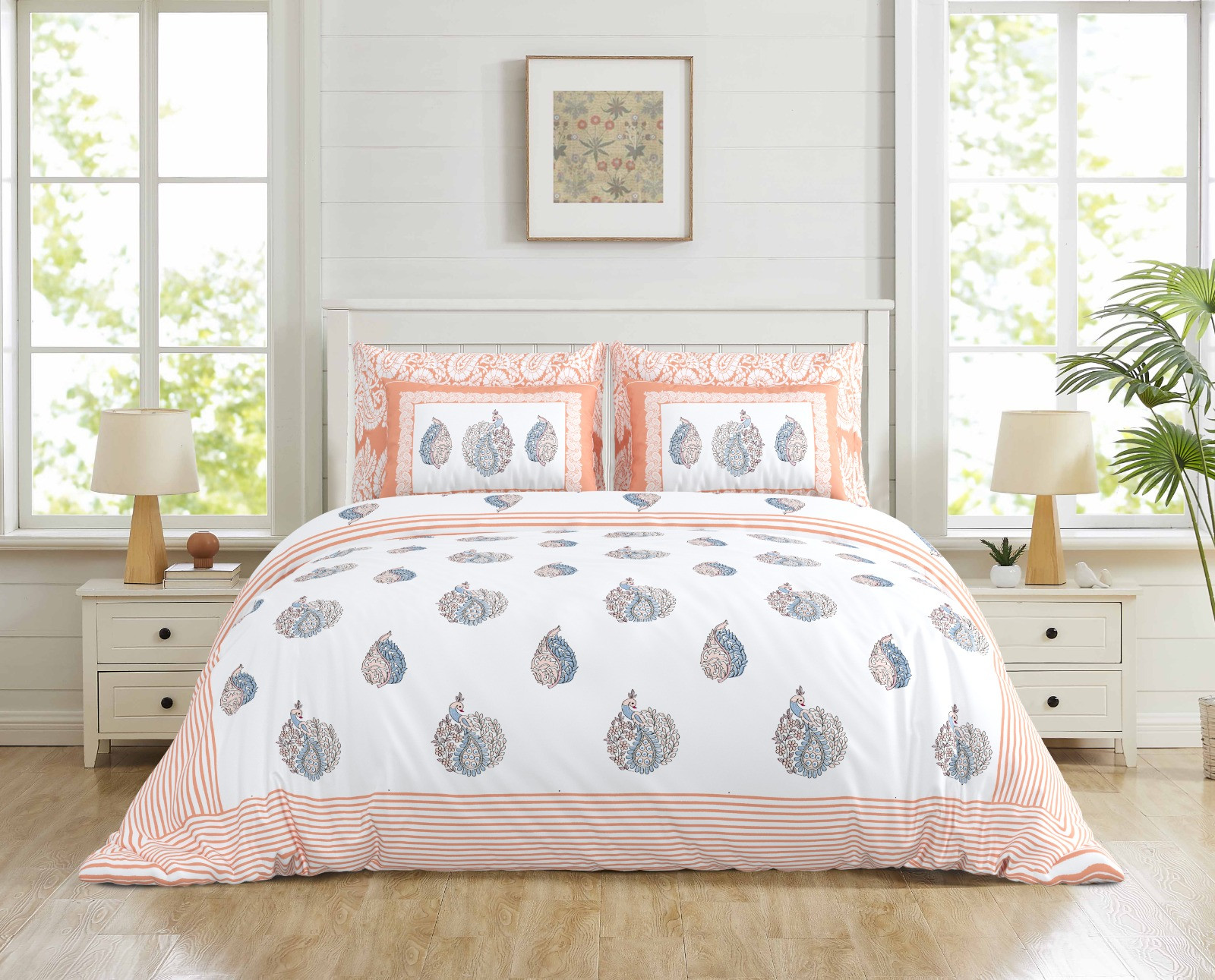 Jaipuri Hand Block Bedsheet | 3 Piece Hand Block | Bedsheet | Pillow | Thread Count | Cotton
